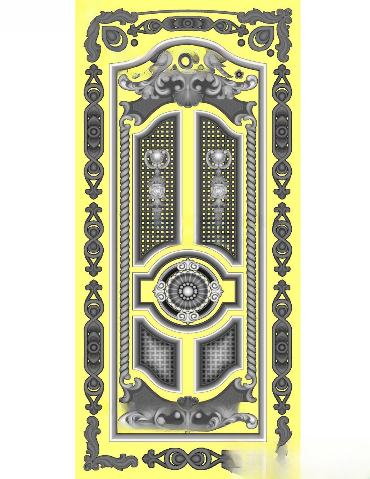 MD - MIX-122 Classic Ornamental Floral Relief Carved Door 3D Model